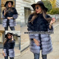 Луксозно дамско палто от лисица и естествена кожа, снимка 1 - Палта, манта - 30568593