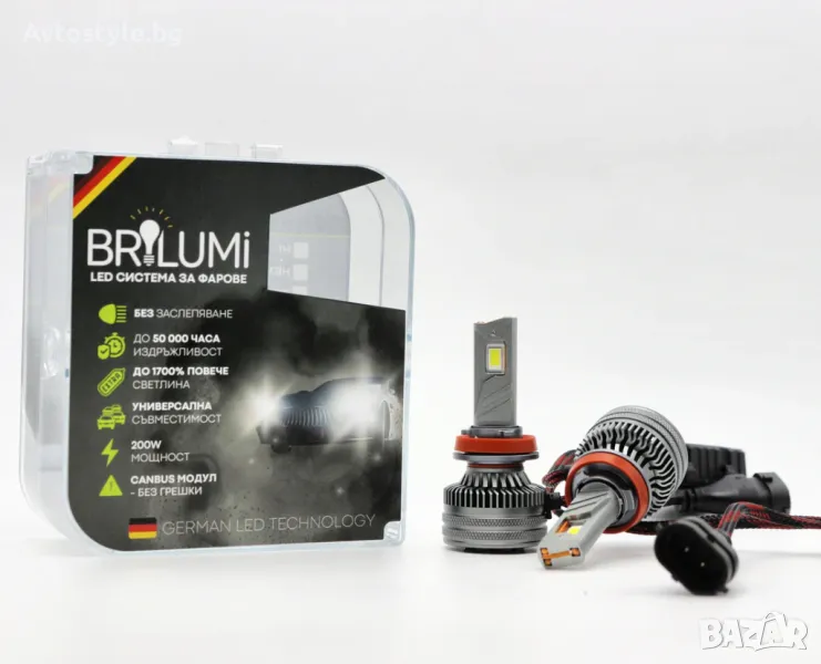 LED крушки H8/H9/H11 BRILUMI ZENITH 200W CANBUS 6000K, снимка 1