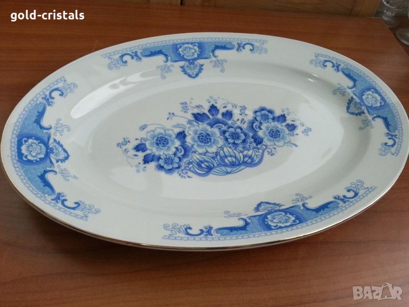 Стар български порцелан плато елипса поднос, снимка 1