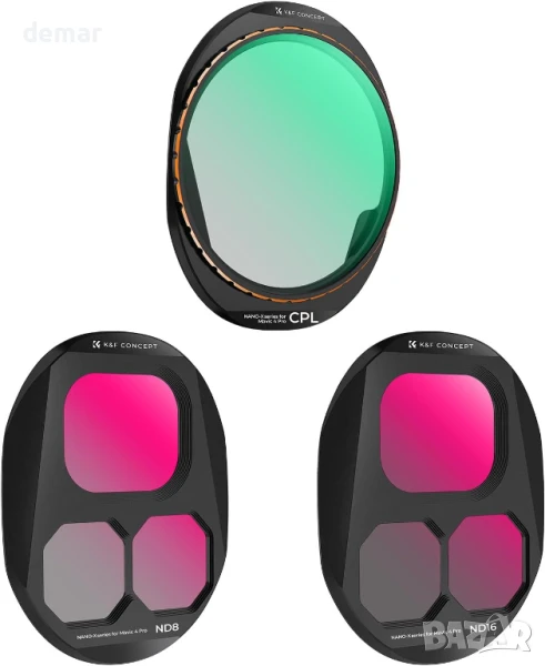 K&F Concept филтри, съвместими с DJI Mavic 4 Pro, CPL, ND8, ND16, снимка 1