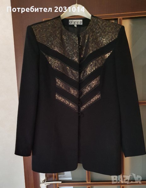 Официално дамско сако  черно с красиви елементи отпред почти ново, снимка 1