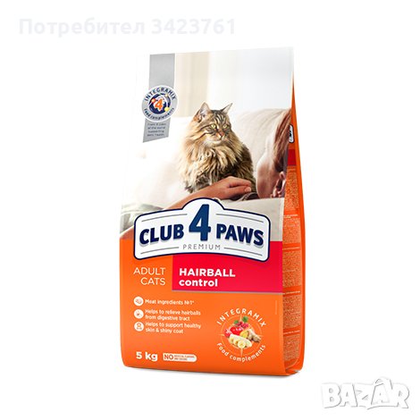 Club 4 Paws Adult Cat Hairball Control Премиум храна за котки за контрол на космените топки 14 кг., снимка 1