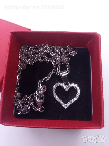 Сребърно колие с кристали , снимка 1