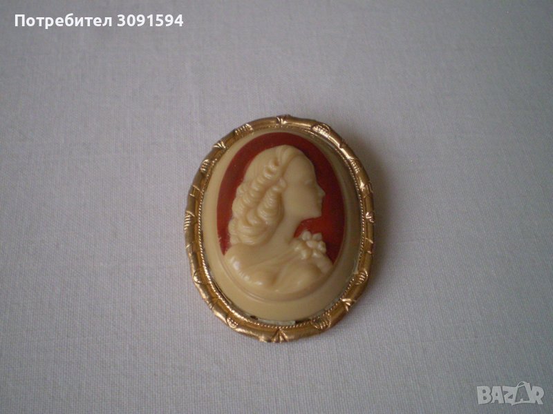 брошка -игла с викторианска жена-камея , снимка 1
