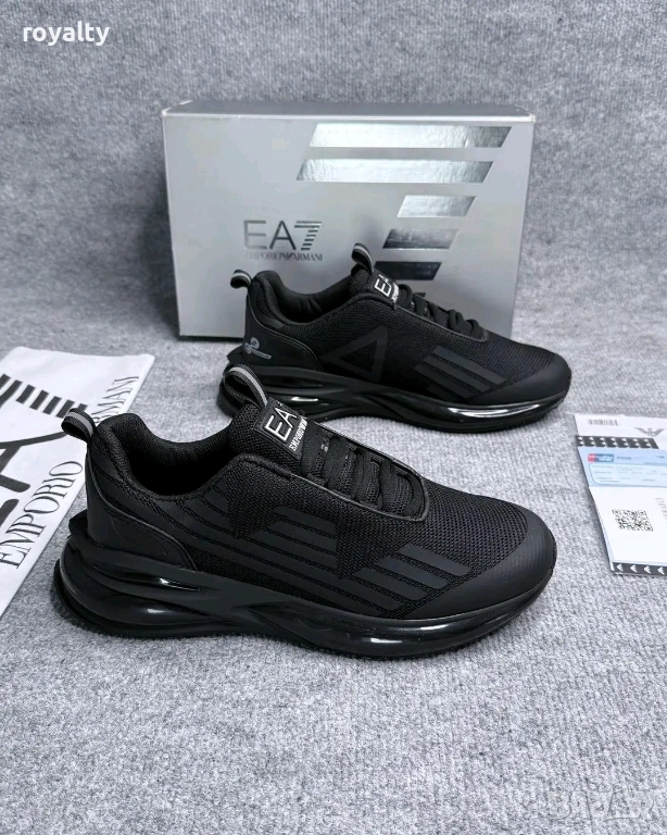 Emporio Armani Черни Мъжки Маратонки , снимка 1