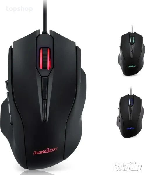 Геймърска мишка Perixx MX-3100 MMO - 12000 DPI - PMW 3360 - 12 бутона за палец - RGB осветление..., снимка 1