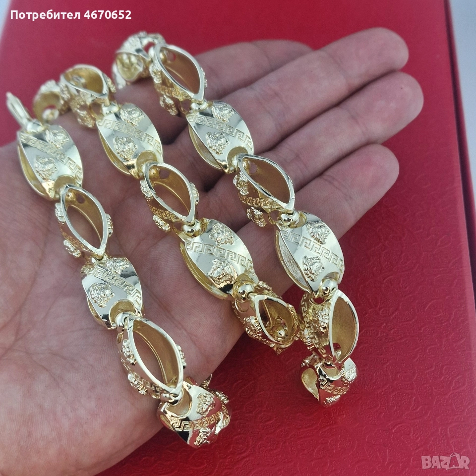 Ланец „Versace Oval Gold“ – 14К позлата, снимка 1