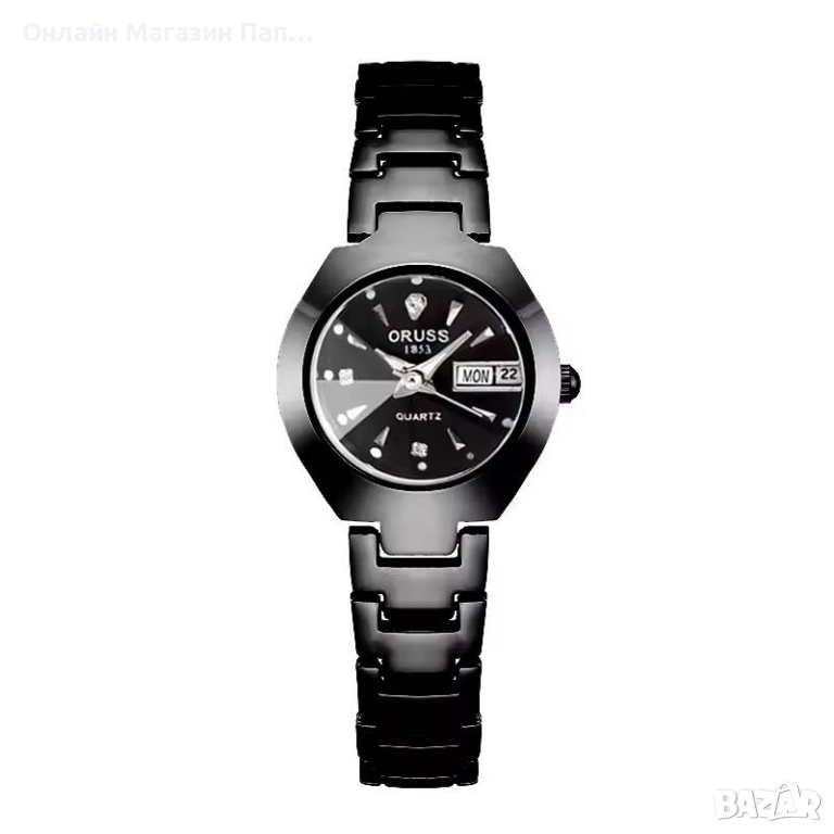ORUSS дамски кварцов часовник 25мм черен с календар, снимка 1