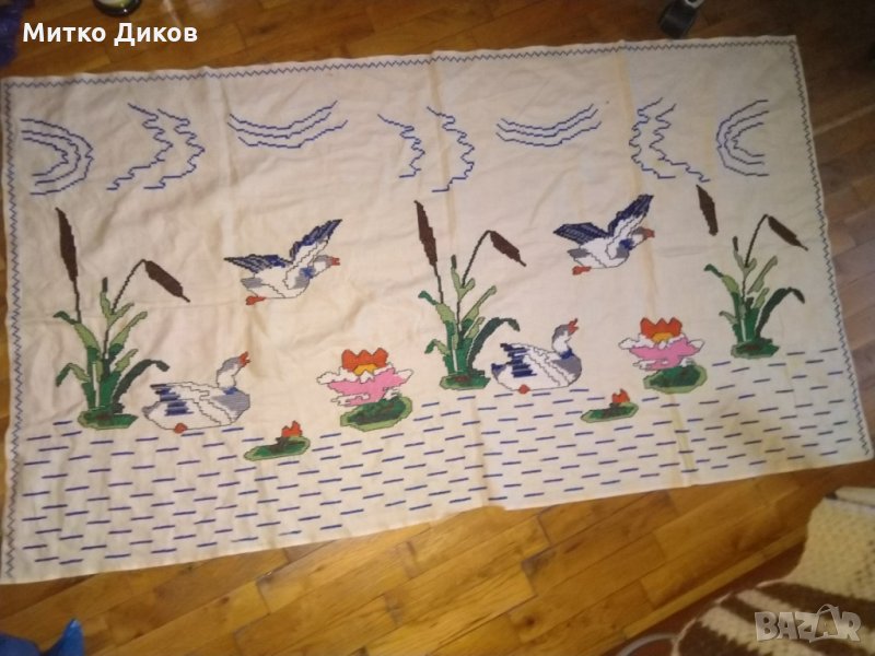 Гоблен лебеди 134х78см от соца, снимка 1