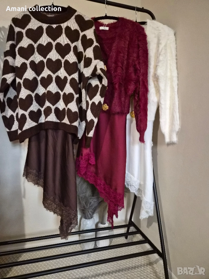 Сет сатенена рокля с жилетка или пуловер, снимка 1