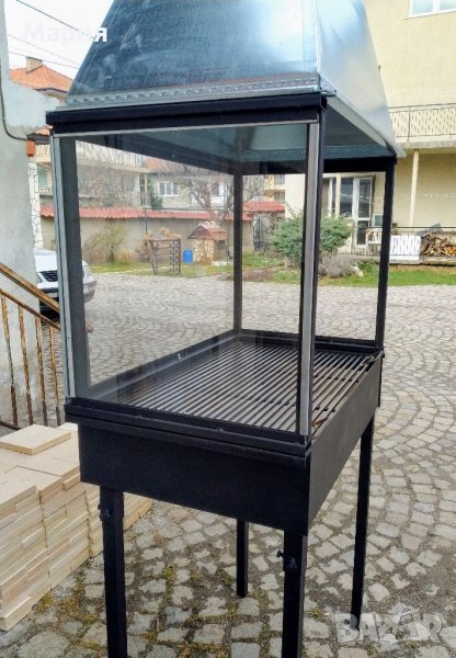 Професионална скара/барбекю на дървени въглища с димоотводна шапка, снимка 1