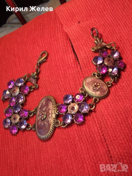 ПОСРЕБРЕНА ВИНТИДЖ ГРИВНА с АМЕТИСТ КАМЪНИ 40951, снимка 1