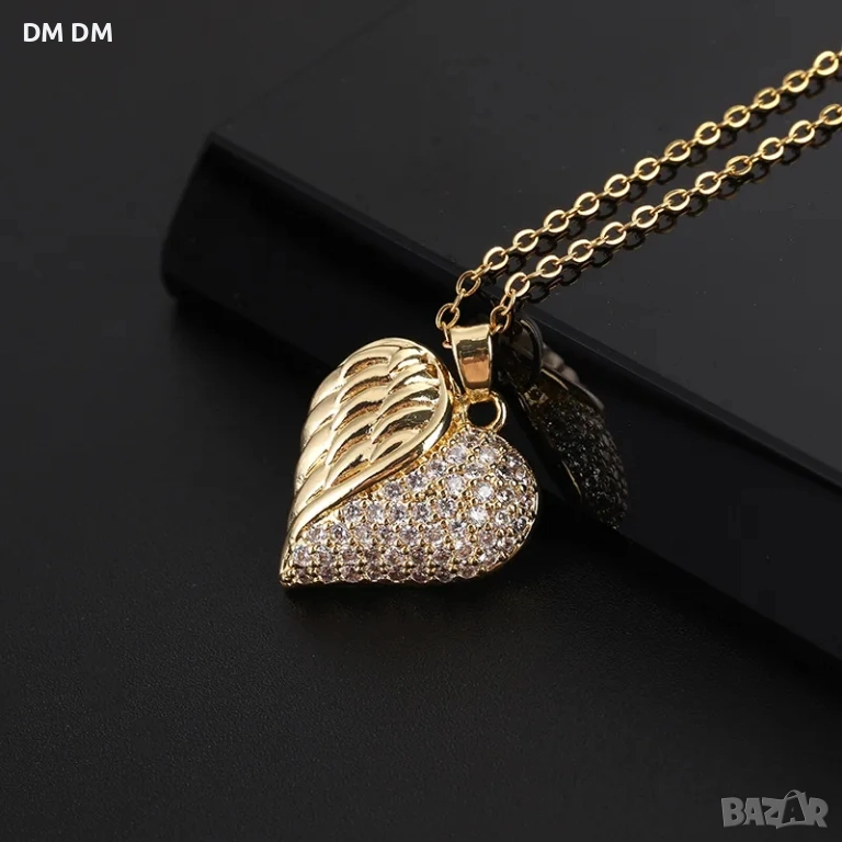 ТОП ОФЕРТА!Колие със сърце и крило с позлата , снимка 1