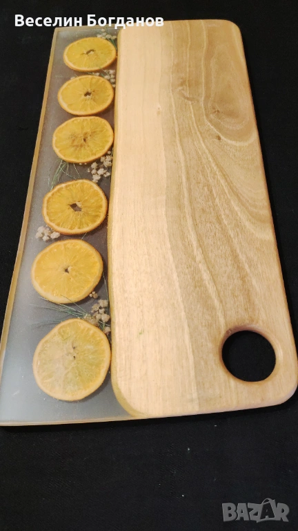 Дъска подходяща за сервиране и рязане,епоксудна смола и дърво  , снимка 1