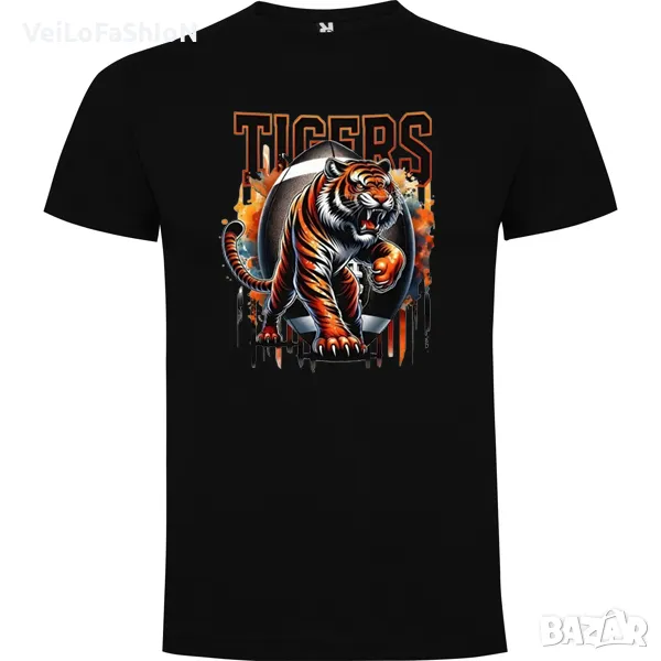 Нова мъжка тениска с Тигър - TIGERS в черен цвят, снимка 1