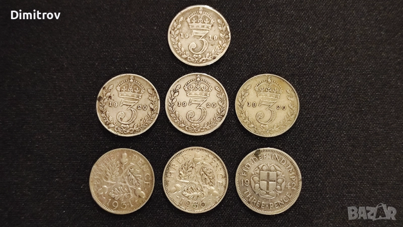 3 сребърни пенса (Великобритания,1919-1942), снимка 1