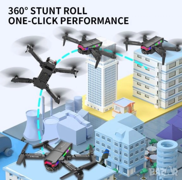 Дрон F190 с 4K камера, LED светлини и WiFi – Черен модел с висока маневреност и интелигентни функции, снимка 1