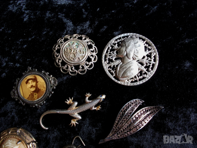 Стари брошки позлатени и посребрени, снимка 3 - Антикварни и старинни предмети - 44688532