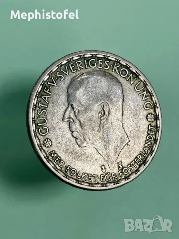 1 крона 1947 г, Швеция - сребърна монета, снимка 3 - Нумизматика и бонистика - 48051023