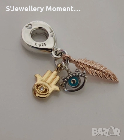 Сребърен талисман 925 за гривни Pandora-  Evil Eye charm, снимка 3 - Гривни - 54094957