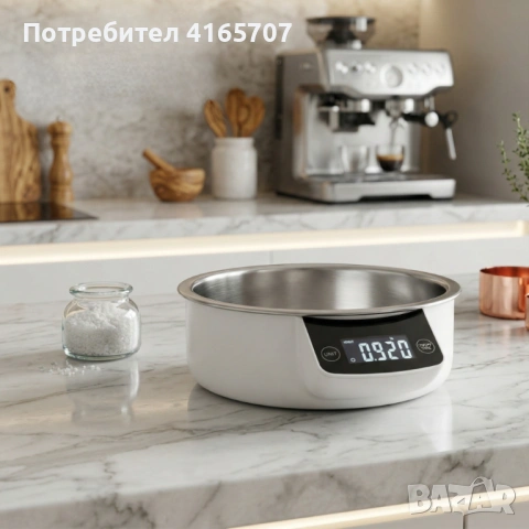 Дигитална кухненска везна до 5 кг – LCD дисплей, купа от неръждаема стомана и ТАРА функция, снимка 3 - Други - 54294349