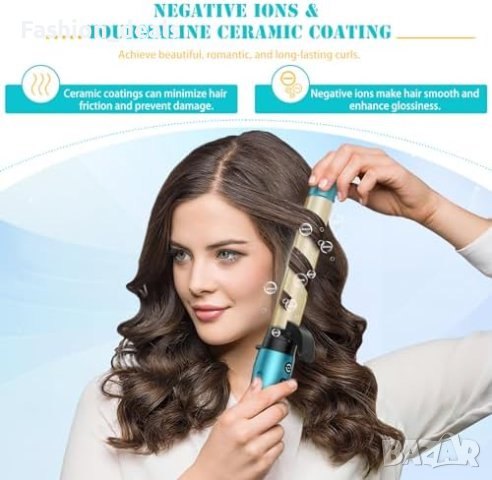 Нова IAMFINE преса за къдрици 3 в 1 с автоматично въртене Жени Подарък, снимка 4 - Преси за коса - 42775937