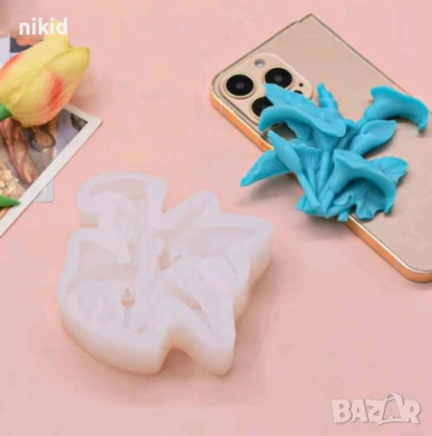 3d Кала Лилия с листа лилиум силиконов молд форма фондан шоколад гипс смола декор украса шоколад , снимка 4 - Форми - 50465493