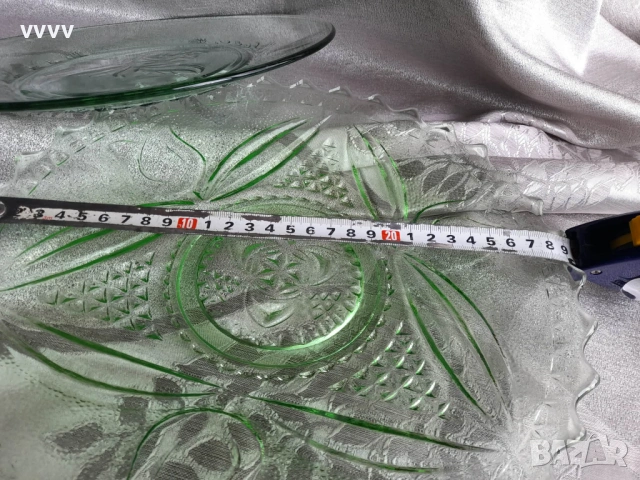 Купи, фруктиера, големи чинии, малки чинии от зелено стъкло, снимка 6 - Сервизи - 53131563
