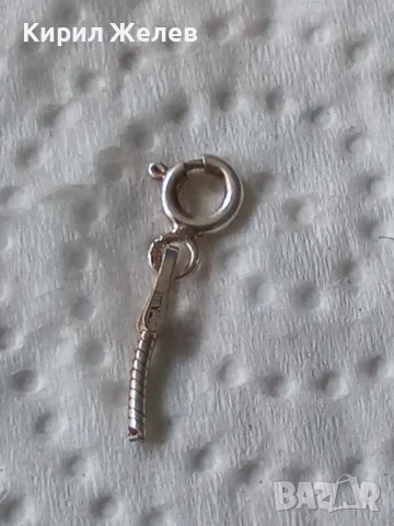 Сребърна карабинка закопчалка 47377, снимка 2 - Колиета, медальони, синджири - 52339277