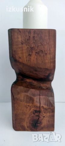 Резбовани дървени свещници, уникати от 70-те години, снимка 9 - Декорация за дома - 37561283