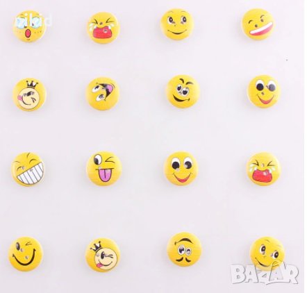 Еможи Emoji емотикони смайли 10 бр дървени копчета, снимка 3 - Други - 31711107