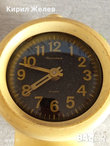 Винтидж механичен будилник ЯНТАР СССР рядък за КОЛЕКЦИЯ ДЕКОРАЦИЯ 28695, снимка 2 - Антикварни и старинни предмети - 51953153