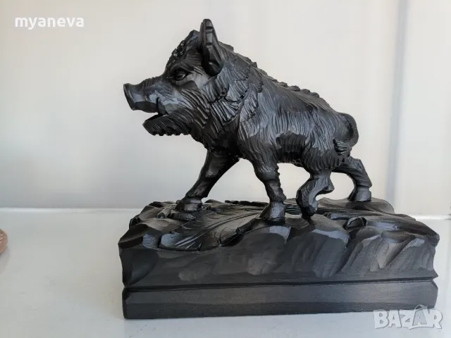 Глиган, диво прасе, авторска дърворезба, снимка 10 - Статуетки - 49586554