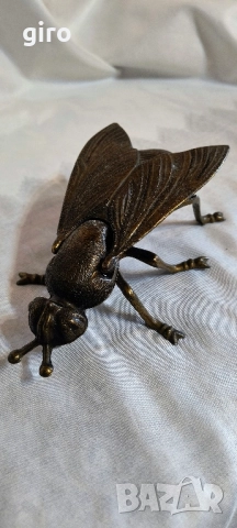 Голяма антикварна бронзова муха , снимка 3 - Антикварни и старинни предмети - 52535681