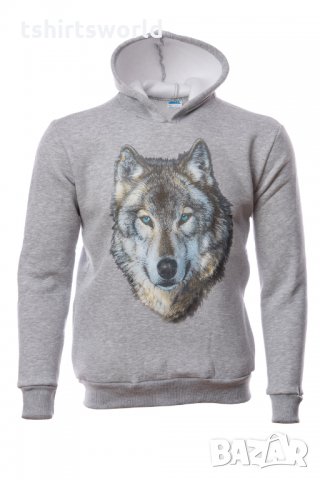 Нов мъжки суичър с трансферен печат Вълк със сини очи, в два цвята, снимка 3 - Суичъри - 27496023