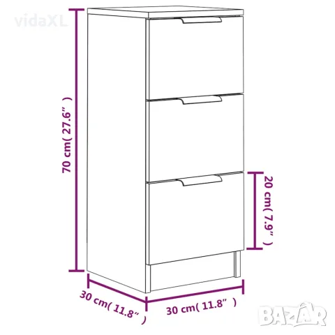 vidaXL Сайдборди, 2 бр, бели, 30x30x70 см, инженерно дърво, снимка 10 - Бюфети - 56148034