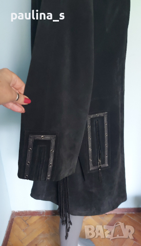 Манто ”Ulla Popken” / естествен велур и кожа / голям размер , снимка 7 - Палта, манта - 16951950