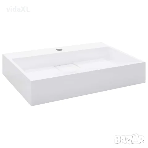 vidaXL Мивка, 60x38x11 см, минерална/мраморна отливка, бяла, снимка 1 - Мивки - 56146110