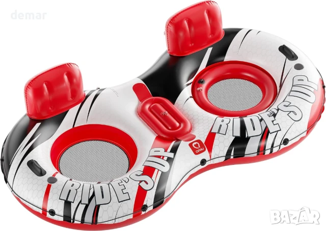 Надуваем двоен воден дюшек QPAU, капацитет 270 кг, 273 см, с ергономична облегалка, охладител