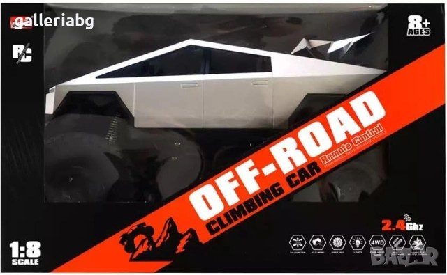 Радиоуправляема офроуд кола 1:8 Tesla Cybertruck стил 4x4 с ATV