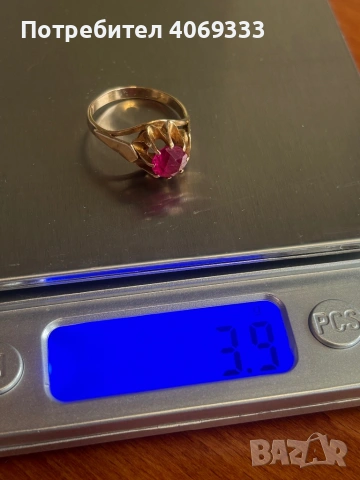 Руски златен пръстен с рубин 3.9 гр 14к, снимка 5 - Пръстени - 54175472