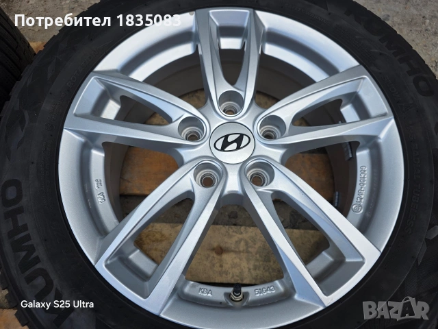 Лети джанти 16ки 5х114.3 Hyundai + зимни гуми 205/60/16 Kumho, снимка 7 - Гуми и джанти - 54013135