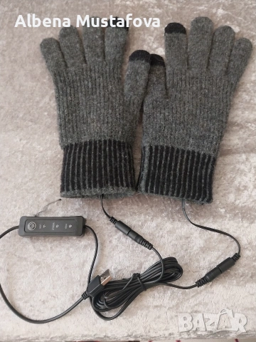 USB Отопляеми плетени ръкавици - Сиви