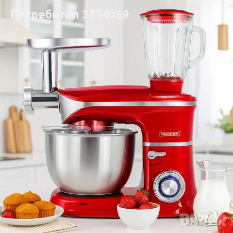 Кухненски робот 3 в 1 Royalty Line RL-PKM1900.7BG - 1900W, 6.5L купа, 1.5L блендер, снимка 2 - Кухненски роботи - 52381725