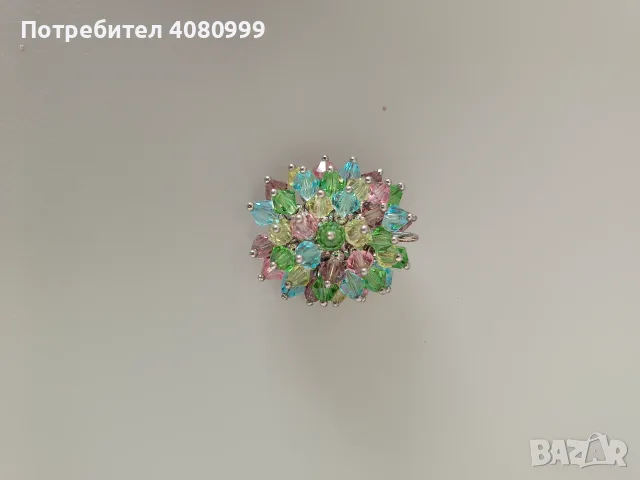 Красива сребърна висулка с цветни камъчета, снимка 2 - Колиета, медальони, синджири - 56088542
