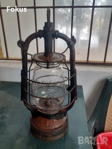 Уникален стар голям френски газов фенер лампа