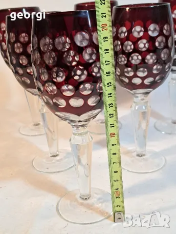 сервиз за вино 6 чаши рубинен кристал  1/5, снимка 8 - Сервизи - 48731579