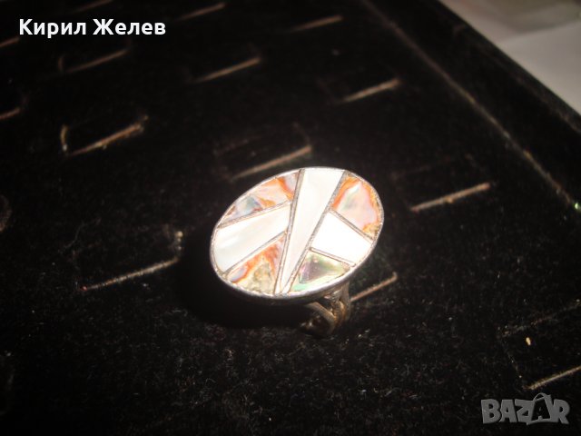 СЕДЕФЕН с ЕМАЙЛ СРЕБЪРЕН АВТОРСКИ ПРЪСТЕН РЪЧНА ИЗРАБОТКА 17252, снимка 9 - Пръстени - 31557179