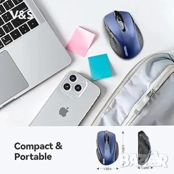 Tecknet M003 2.4G ергономична безжична мобилна оптична мишка с USB нано приемник (синя), снимка 3 - Клавиатури и мишки - 47780488