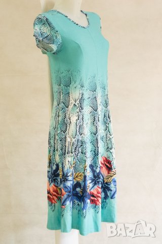 Рокля в цвят тюркоаз Cesy Fashion - L, снимка 4 - Рокли - 42594908